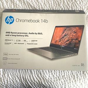 HP Chromebook 14b,14in FHD AMD RYZEN 3, Charcoal Grey Color.